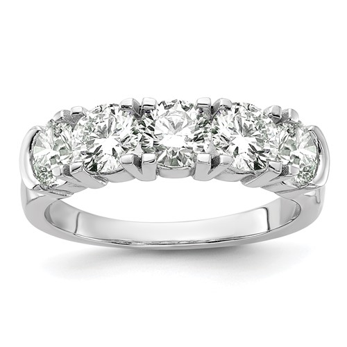 14K White Gold 1.75 Carat Lab Grown Diamond VS SI+ G+ Five Stone Complete Band