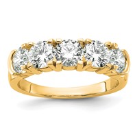 14K Yellow Gold 1.75 Carat Lab Grown Diamond VS SI+ G+ Five Stone Complete Band view 1