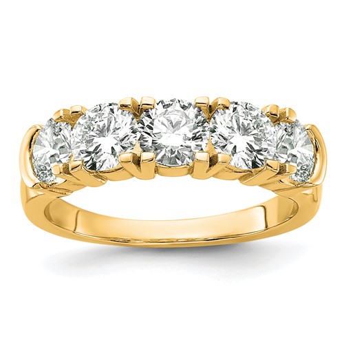 14K Yellow Gold 1.75 Carat Lab Grown Diamond VS SI+ G+ Five Stone Complete Band