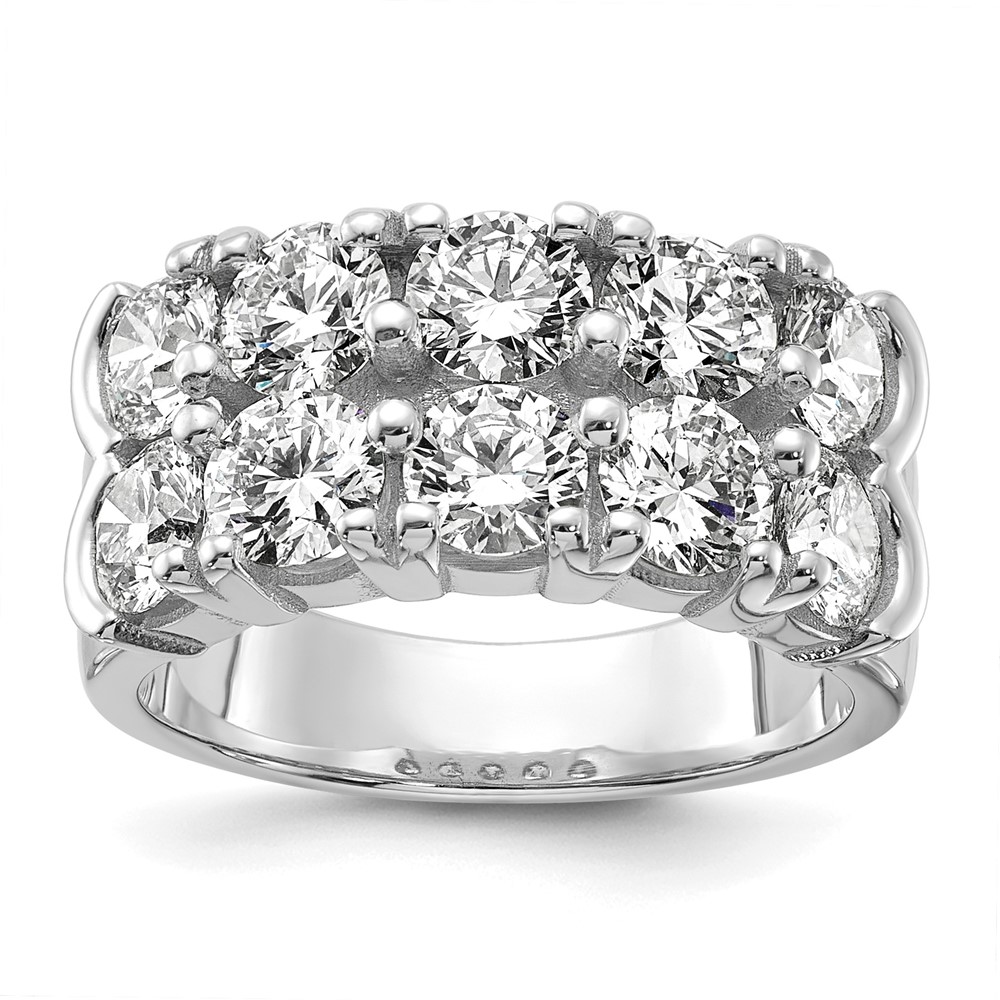 14K White Gold 3.38 Carat Lab Grown Diamond VS SI+ G+ Ten Stone Complete Double Row Band