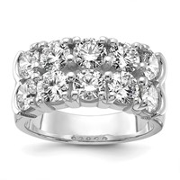 14K White Gold 3.38 Carat Lab Grown Diamond VS SI+ G+ Ten Stone Complete Double Row Band view 1