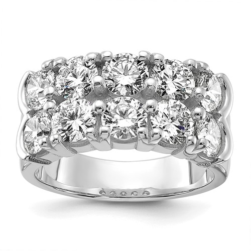14K White Gold 3.38 Carat Lab Grown Diamond VS SI+ G+ Ten Stone Complete Double Row Band