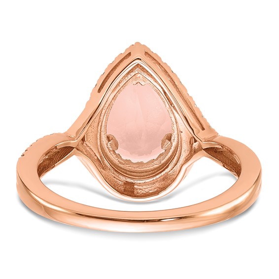 14k Rose Gold Blooming Bridal Morganite Pear Complete Engagement Ring