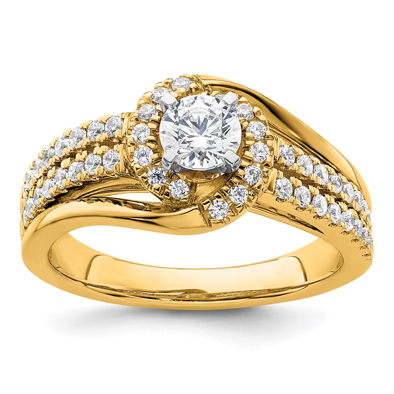 14k 3/4 carat Lab Grown Diamond VS/SI+ G+ Round Complete Engagement Ring