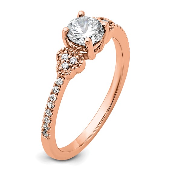 14k Rose Gold Semi-mount Diamond Round Center Engagement Ring