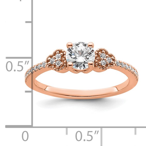 14k Rose Gold Semi-mount Diamond Round Center Engagement Ring