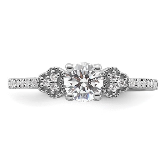 14k White Gold Semi-mount Diamond Round Center Engagement Ring