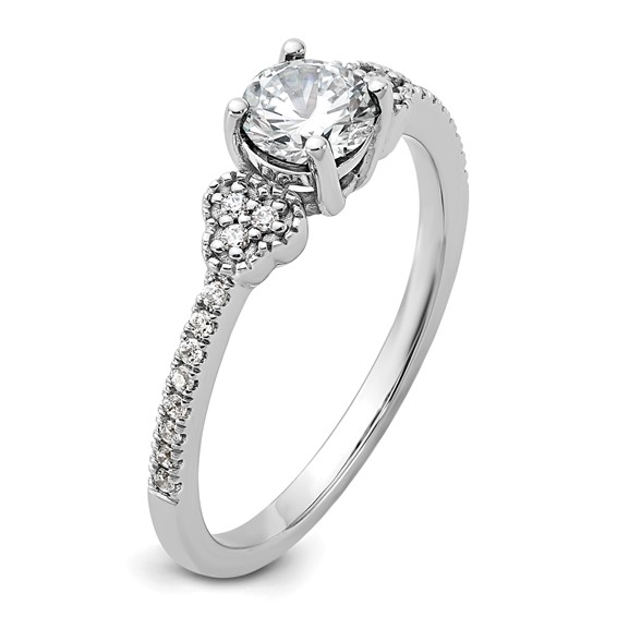 14k White Gold Semi-mount Diamond Round Center Engagement Ring