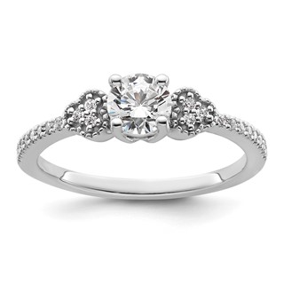 14k White Gold Semi-mount Diamond Round Center Engagement Ring