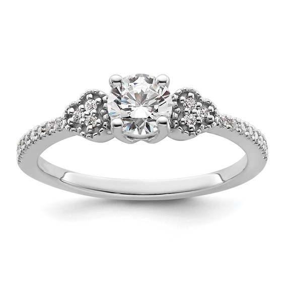 14k White Gold Semi-mount Diamond Round Center Engagement Ring