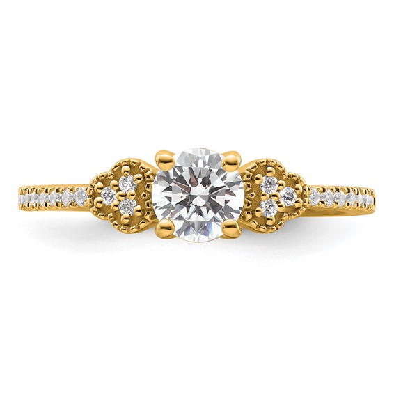 14k Semi-mount Diamond Round Center Engagement Ring