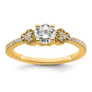 14k Semi-mount Diamond Round Center Engagement Ring