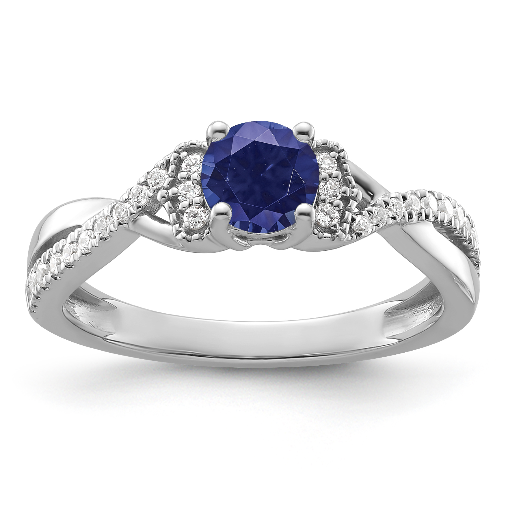 10kw Created Sapphire & Lab Grown VS/SI+ G+ Dia Promise Ring (RM9802-CS-050-0WLG)