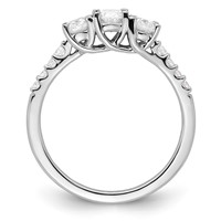 14K White Gold 0.12 Carat Lab Grown Diamond VS SI+ G+ Semi Mount Three Stone Engagement Ring view 2