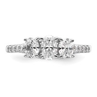 14K White Gold 0.12 Carat Lab Grown Diamond VS SI+ G+ Semi Mount Three Stone Engagement Ring view 4