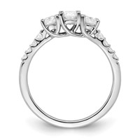 14K White Gold 1.12 Carat Lab Grown Diamond VS+ F+ Oval Complete Three Stone Engagement Ring view 2