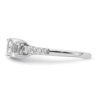 14K White Gold 1.12 Carat Lab Grown Diamond VS+ F+ Oval Complete Three Stone Engagement Ring view 3