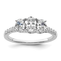 14K White Gold 1.12 Carat Lab Grown Diamond VS+ F+ Oval Complete Three Stone Engagement Ring view 1