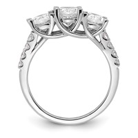 14K White Gold 2 Carat Lab Grown Diamond VS+ F+ Oval Complete Three Stone Engagement Ring view 2