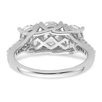 14K White Gold 2 Carat Lab Grown Diamond VS+ F+ Oval Complete Three Stone Engagement Ring view 5