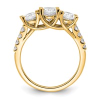 14K Yellow Gold 2.20 Carat Lab Grown Diamond VS SI+ G+ Oval Complete Three Stone Engagement Ring view 2
