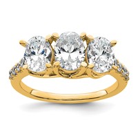 14K Yellow Gold 2.20 Carat Lab Grown Diamond VS SI+ G+ Oval Complete Three Stone Engagement Ring view 1
