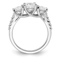 14K White Gold 0.20 Carat Lab Grown Diamond VS SI+ G+ Oval Center Semi Mount Three Stone Engagement Ring view 2