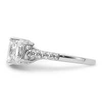 14K White Gold 0.20 Carat Lab Grown Diamond VS SI+ G+ Oval Center Semi Mount Three Stone Engagement Ring view 3