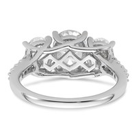 14K White Gold 0.20 Carat Lab Grown Diamond VS SI+ G+ Oval Center Semi Mount Three Stone Engagement Ring view 5