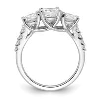 14K White Gold 2.75 Carat Lab Grown Diamond VS+ F+ Oval Complete Three Stone Engagement Ring view 2