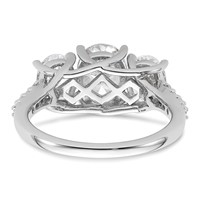 14K White Gold 2.75 Carat Lab Grown Diamond VS+ F+ Oval Complete Three Stone Engagement Ring view 5