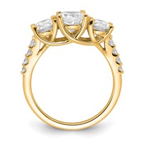 14K Yellow Gold 2.75 Carat Lab Grown Diamond VS SI+ G+ Oval Complete Three Stone Engagement Ring view 2