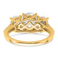 14K Yellow Gold 2.75 Carat Lab Grown Diamond VS SI+ G+ Oval Complete Three Stone Engagement Ring view 5