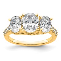14K Yellow Gold 2.75 Carat Lab Grown Diamond VS SI+ G+ Oval Complete Three Stone Engagement Ring view 1