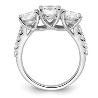 14K White Gold 3.50 Carat Lab Grown Diamond VS SI+ G+ Oval Complete Three Stone Engagement Ring view 2