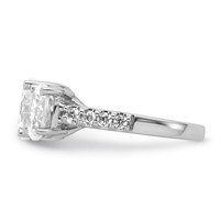 14K White Gold 3.50 Carat Lab Grown Diamond VS SI+ G+ Oval Complete Three Stone Engagement Ring view 3