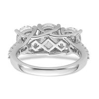 14K White Gold 3.50 Carat Lab Grown Diamond VS SI+ G+ Oval Complete Three Stone Engagement Ring view 5