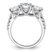 14K White Gold 3.25 Carat Certified Lab Grown Diamond VS+ F+ Oval Complete Three Stone Engagement Ring view 2