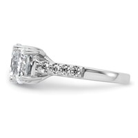 14K White Gold 3.25 Carat Certified Lab Grown Diamond VS+ F+ Oval Complete Three Stone Engagement Ring view 3