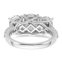 14K White Gold 3.25 Carat Certified Lab Grown Diamond VS+ F+ Oval Complete Three Stone Engagement Ring view 5