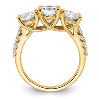 14K Yellow Gold 0.20 Carat Lab Grown Diamond VS+ F+ Oval Center Semi Mount Three Stone Engagement Ring view 2