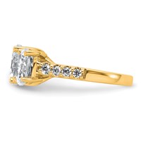 14K Yellow Gold 0.20 Carat Lab Grown Diamond VS+ F+ Oval Center Semi Mount Three Stone Engagement Ring view 3