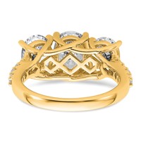 14K Yellow Gold 0.20 Carat Lab Grown Diamond VS+ F+ Oval Center Semi Mount Three Stone Engagement Ring view 5