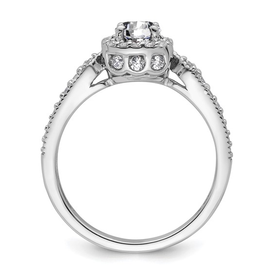 14k White Gold Semi-mount Diamond Halo Round Center Engagement Ring