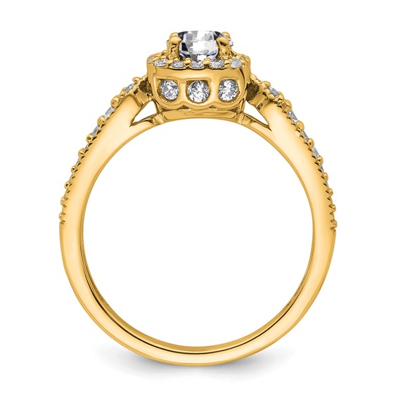 14k Semi-mount Diamond Halo Round Center Engagement Ring
