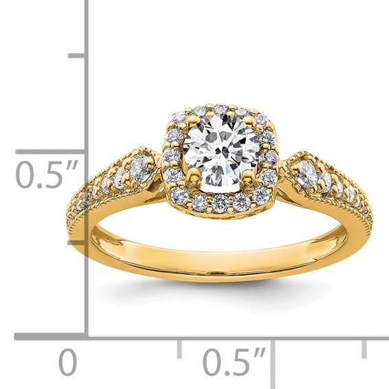 14k Semi-mount Diamond Halo Round Center Engagement Ring