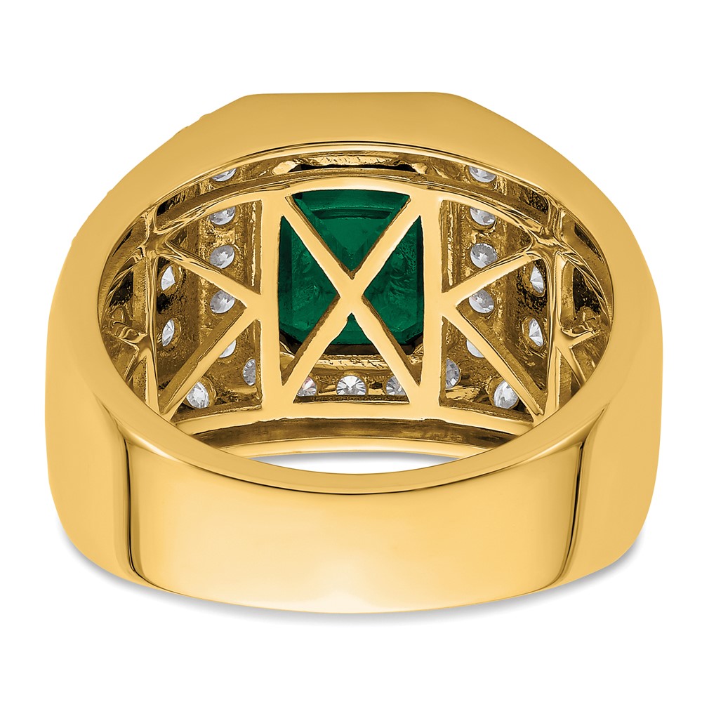 IBGoodman 10k 1 7/8 carat Lab Grown Diamond VS/SI+ G+ and Lab Created Emerald Men's Ring (RM9833-CEM-190-0YLG)