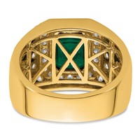 IBGoodman 10K Yellow Gold 1.88 Carat Lab Grown Diamond VS SI+ G+ and Lab Created Emerald Men's Ring view 5