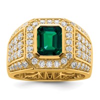 IBGoodman 10K Yellow Gold 1.88 Carat Lab Grown Diamond VS SI+ G+ and Lab Created Emerald Men's Ring view 1