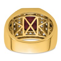 IBGoodman 10K Yellow Gold 1.88 Carat Lab Grown Diamond VS SI+ G+ and Lab Created Ruby Men's Ring view 5